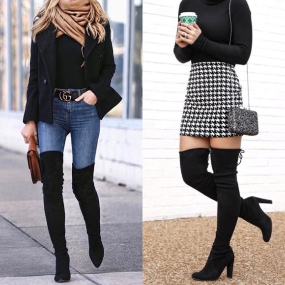 Marc Fisher Octavie Over-The-Knee Suede Boot Black - Picture 3 of 8